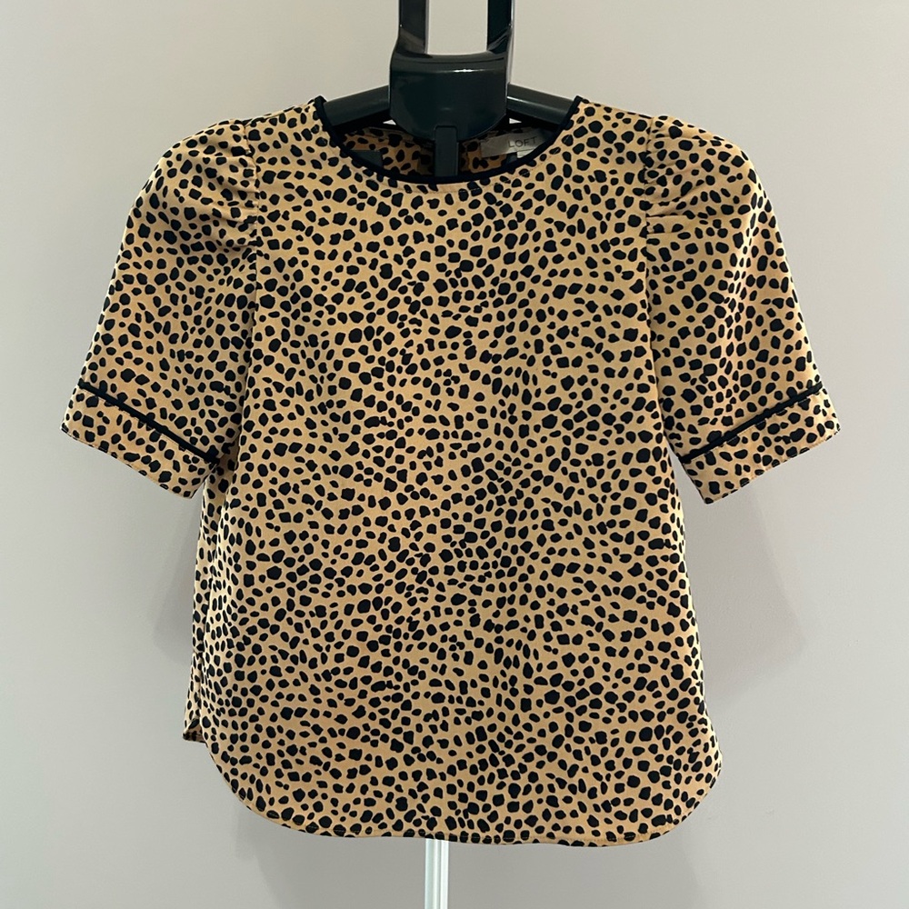 LOFT Tan Boxy Blouse with Peter Pan Collar